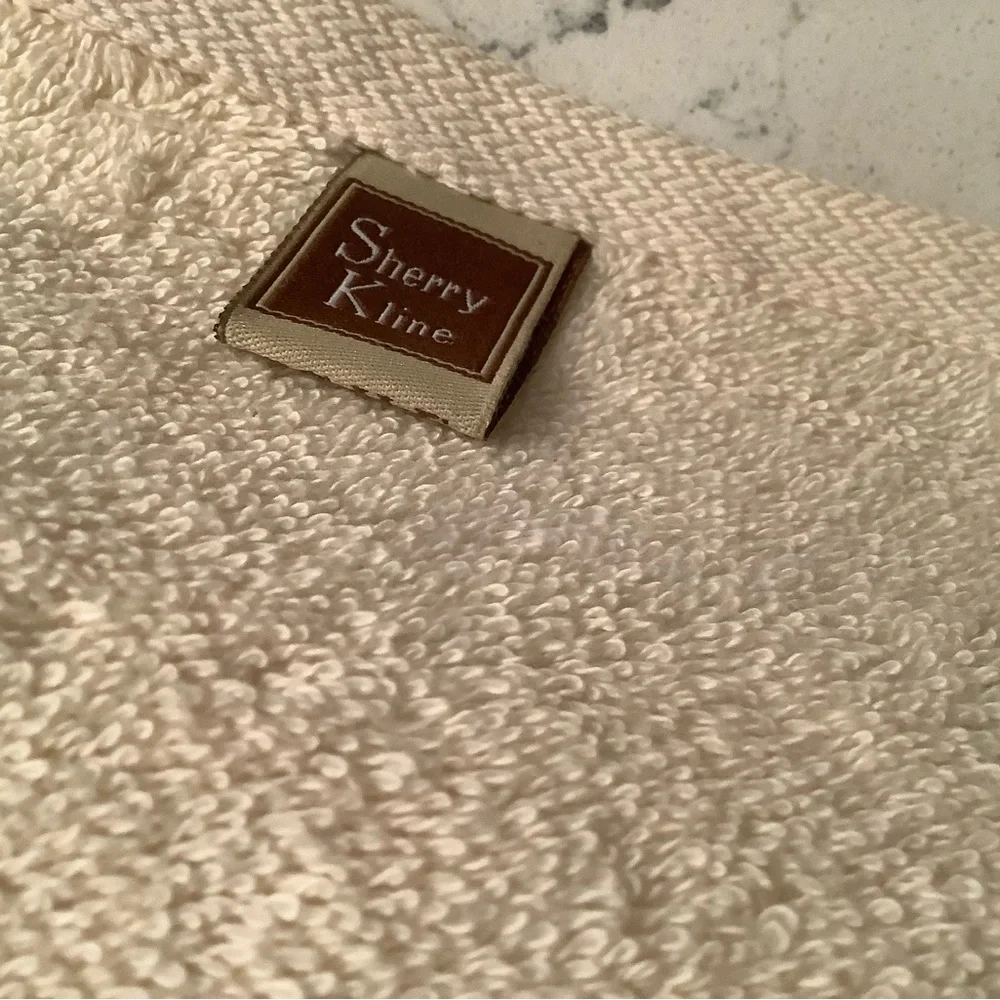 Sherry Kline taupe stripe embellished decorative bath towel 100% cotton 50x27